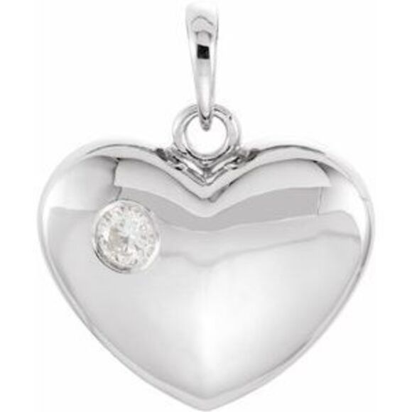 Kazi Luxury Sterling Silver 1/10 CT Natural Diamond Heart Pendant